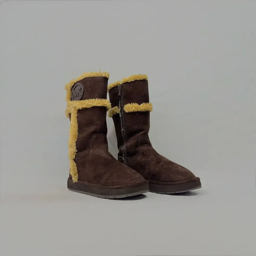 MK Michael Kors Alina Girls’ Brown Faux Fur Boots - Size 2